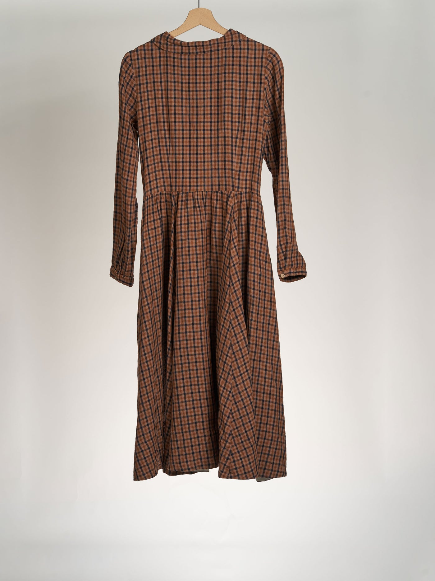 Brown Tartan, Long Sleeve, Classic Dress