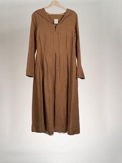 Sailor Dress, Hemp, Camel Brown, Long Sleeve