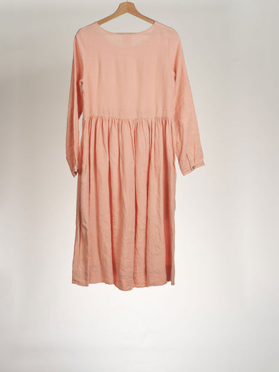 Smock Dress, Long Sleeve, Peach