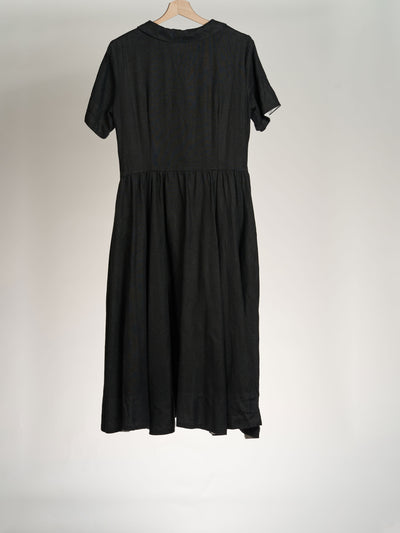 Black Pansy, Short Sleeve, Classic Dress