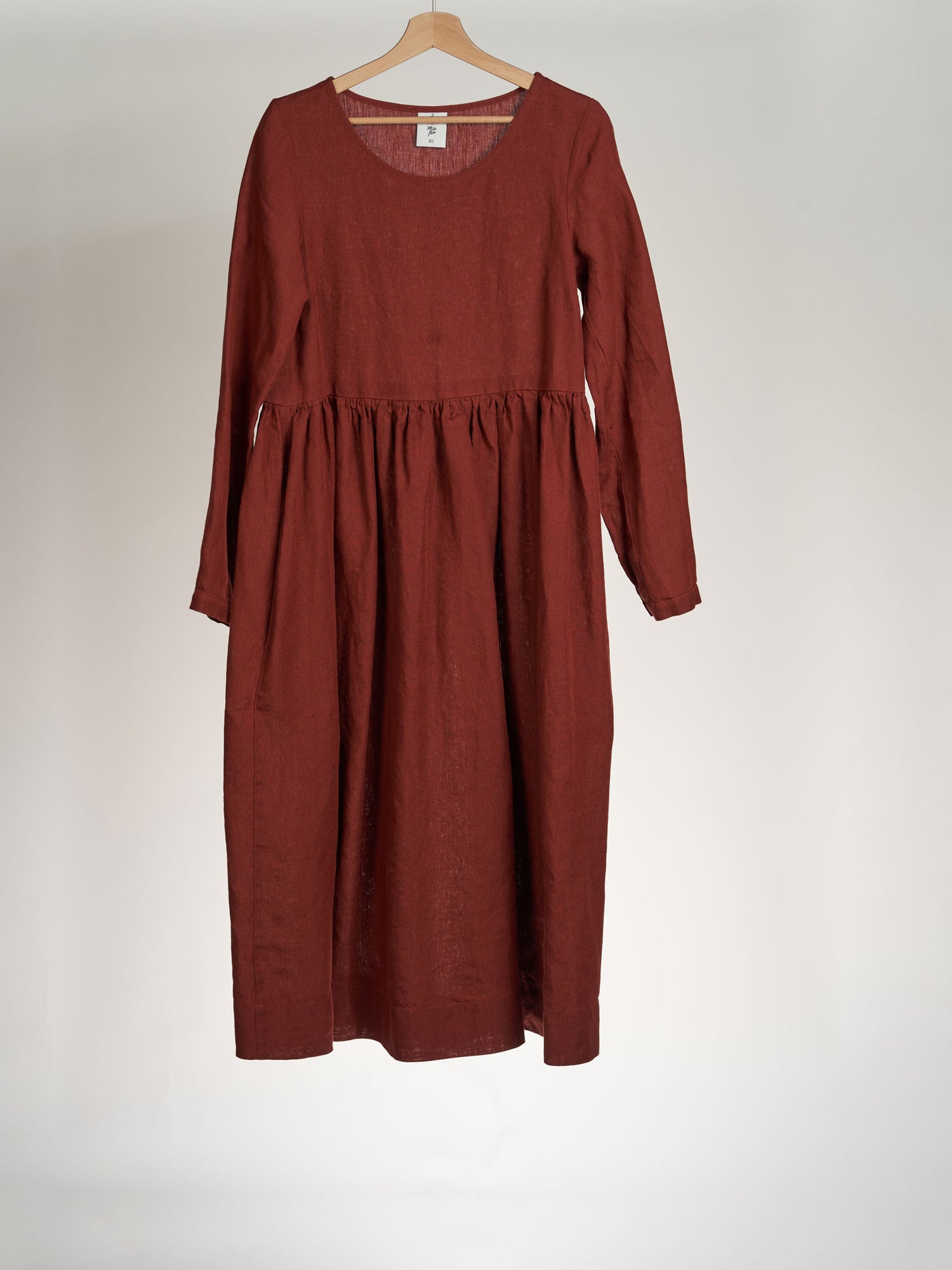 Long Sleeve, Smock Dress, Terracotta Red