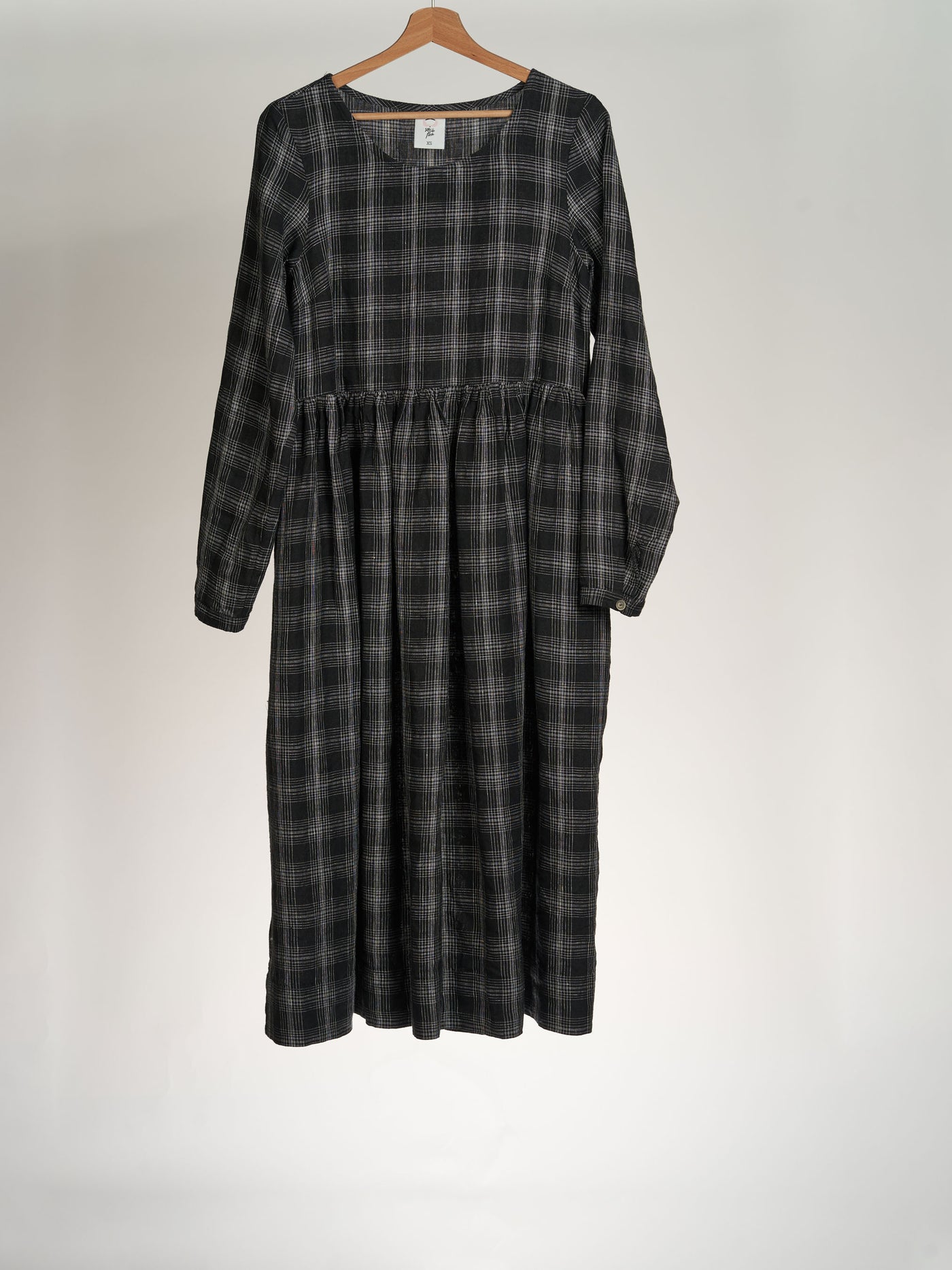 Long Sleeve, Smock Dress, Black Tartan