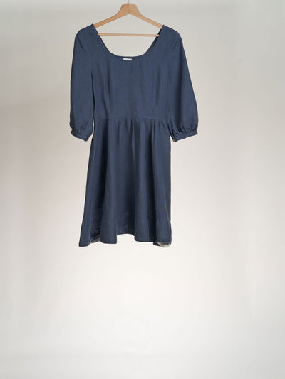 Moonlight Blue, 3/4 Sleeve, Mini Carmen Dress