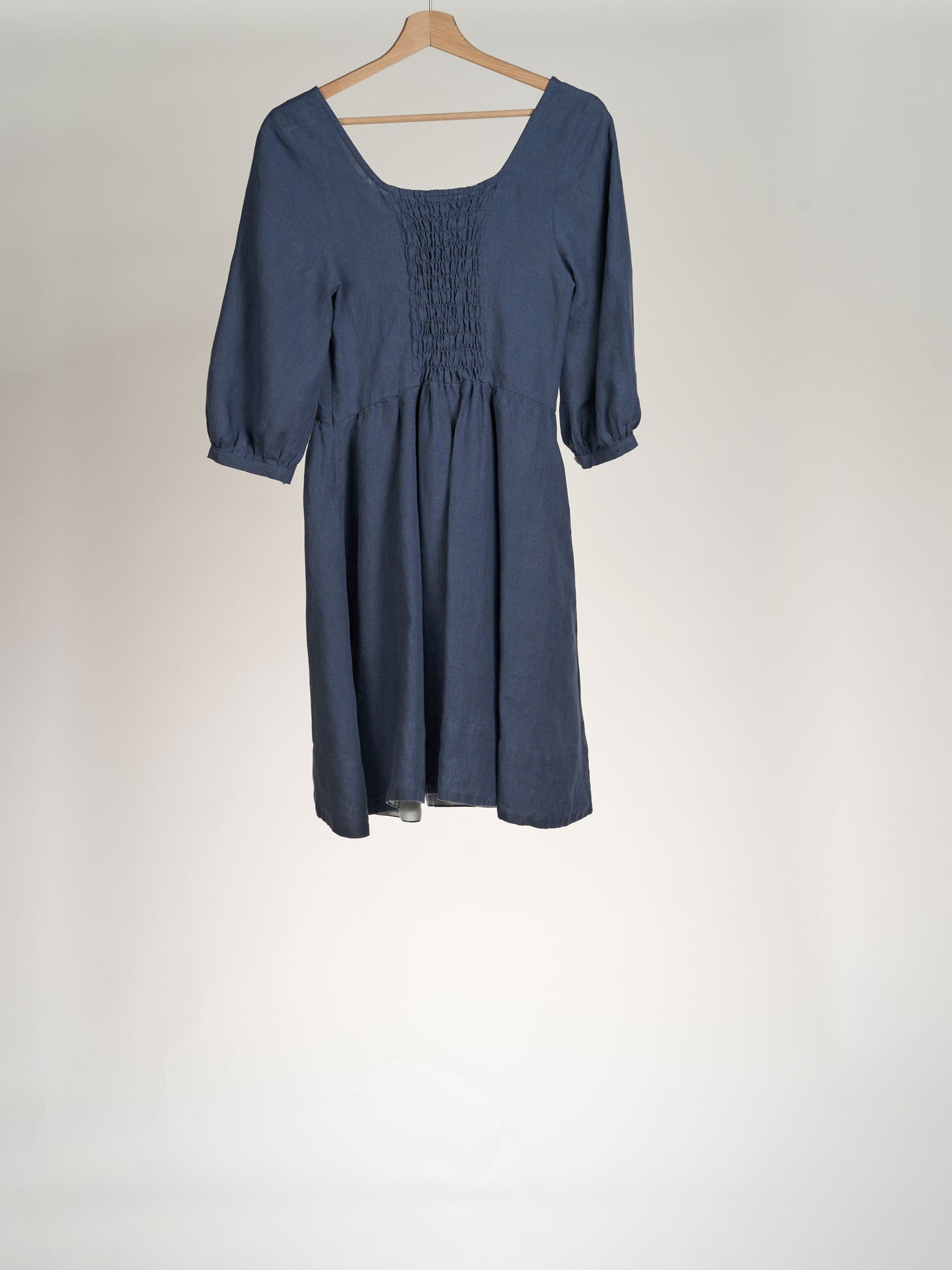 Moonlight Blue, 3/4 Sleeve, Mini Carmen Dress