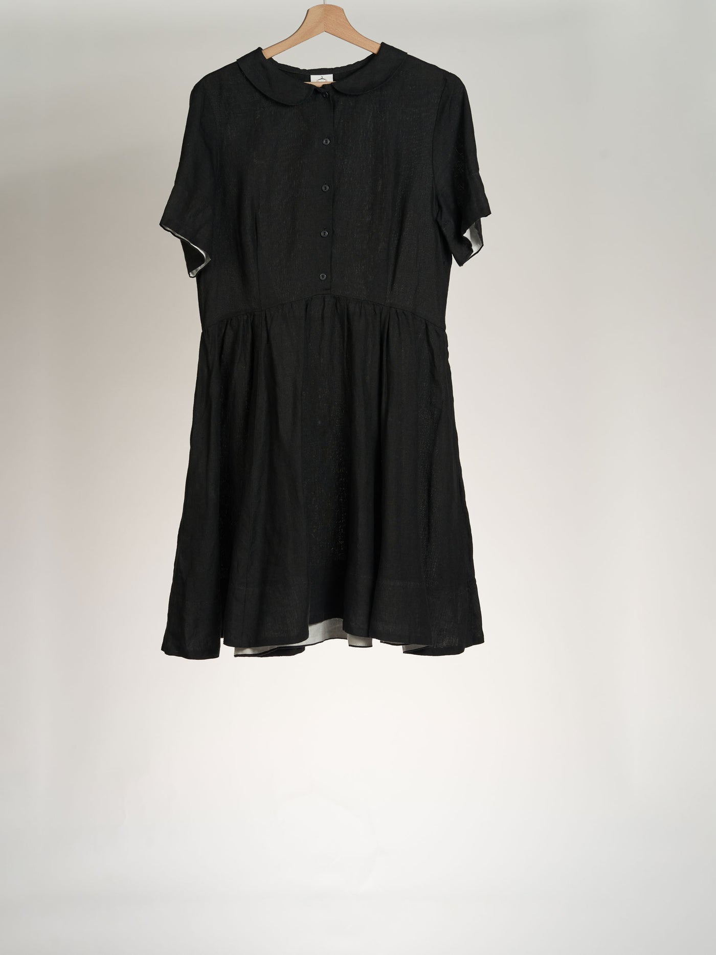 Black Pansy, Short Sleeve, Mini Classic Dress