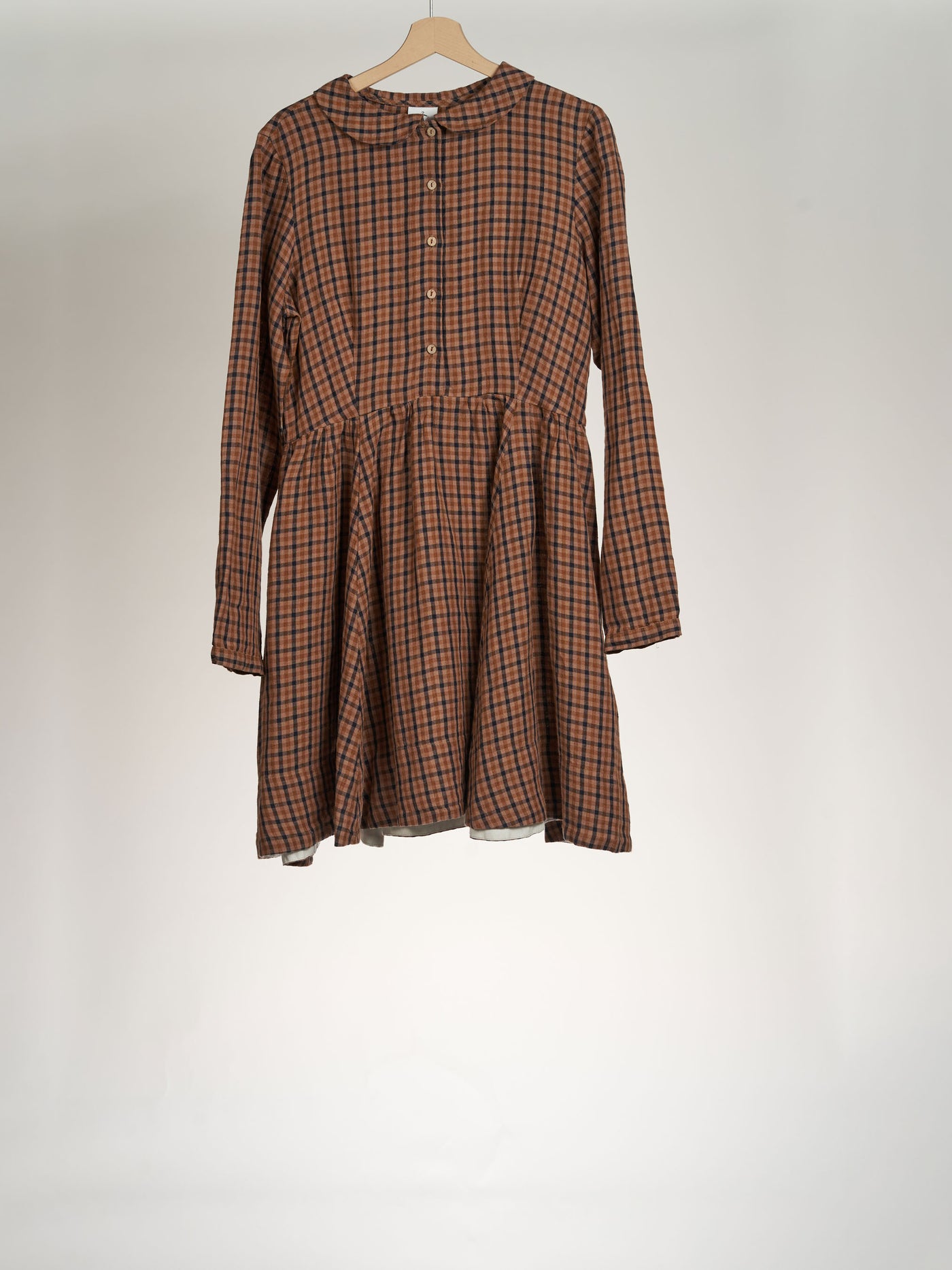 Brown Tartan, Long Sleeve, Mini Classic Dress