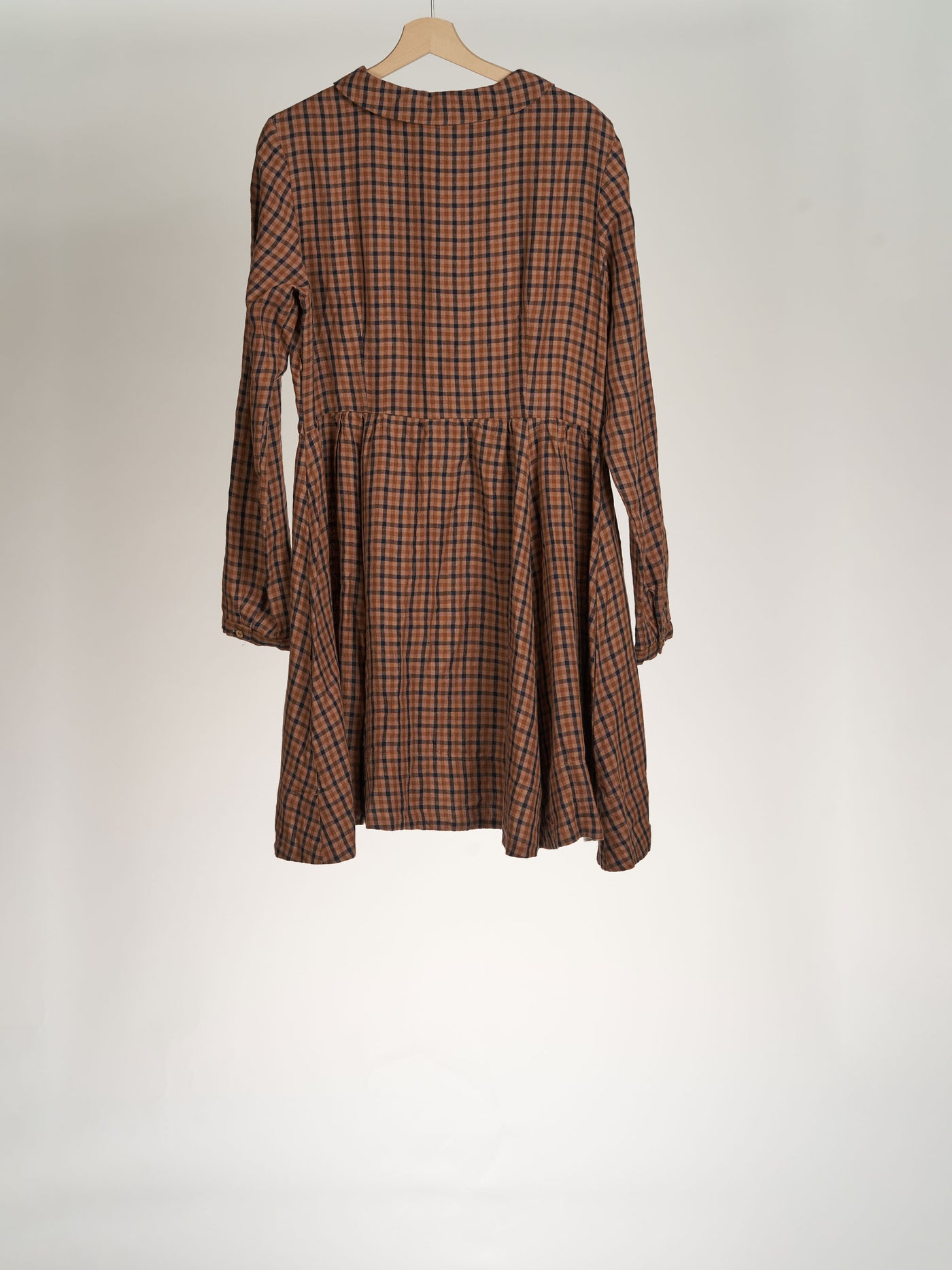 Brown Tartan, Long Sleeve, Mini Classic Dress