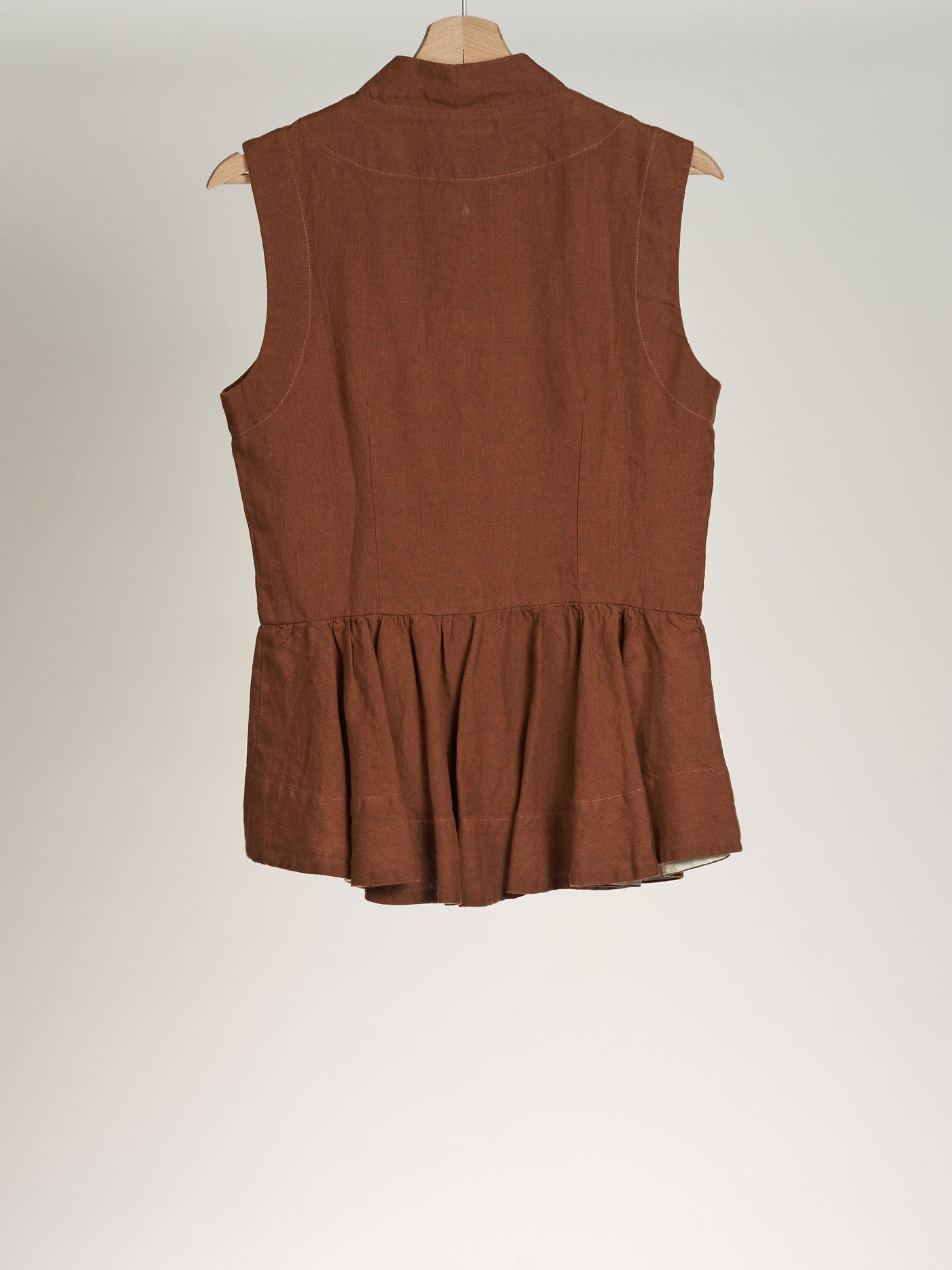 Warm Brown, Peplum Vest, Sleeveless