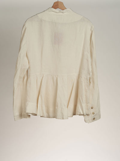 Milky White Peplum Jacket, Long Sleeve