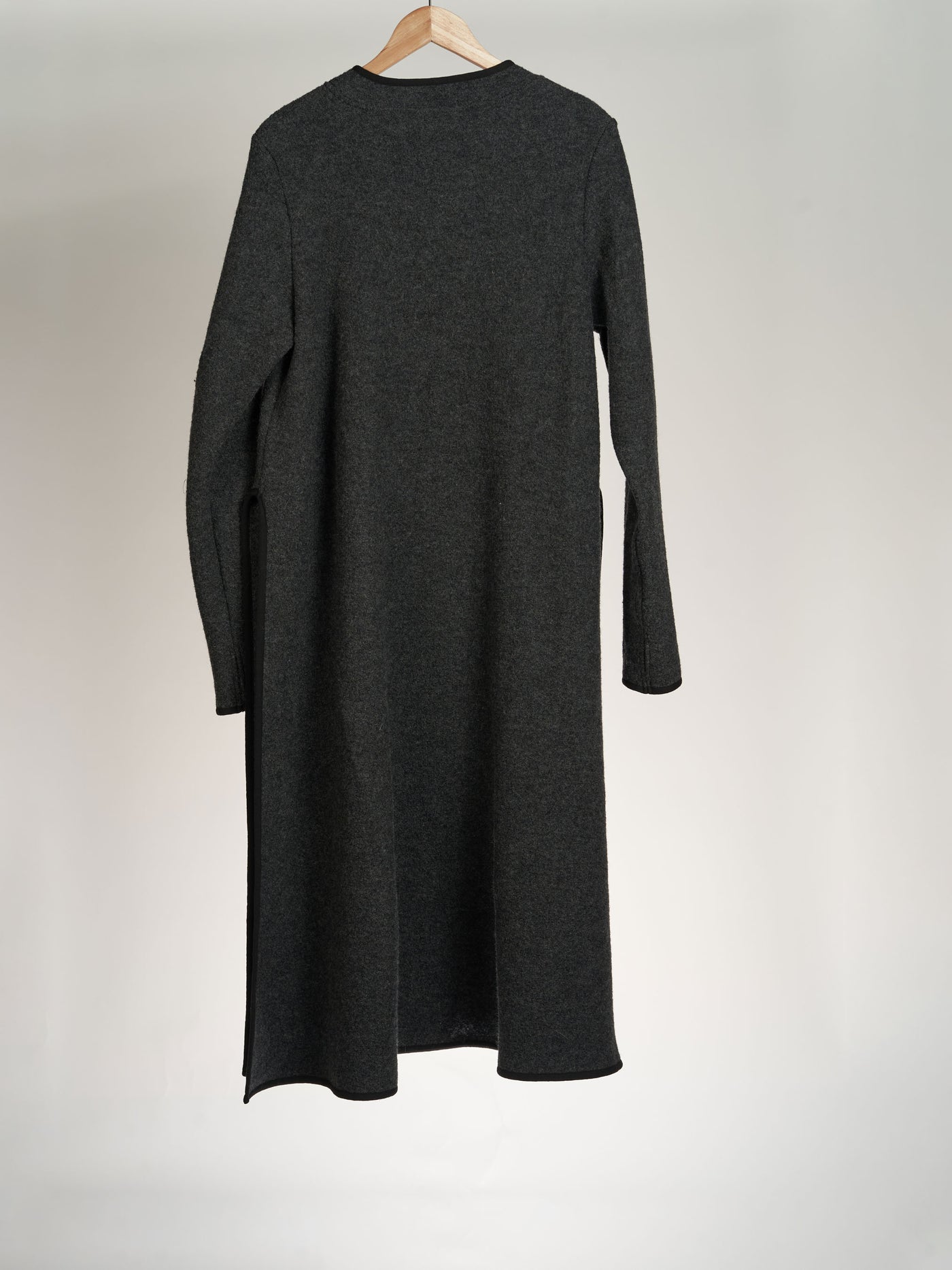 Wool Double Slit Dress, Charcoal Grey