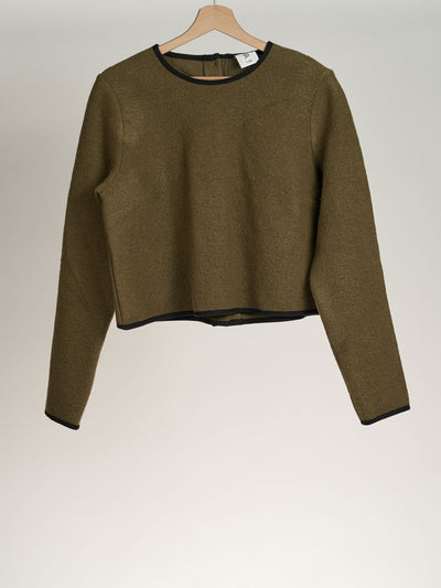 Moss Green Crop Sweater, Wool