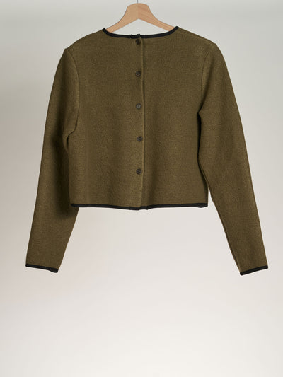 Moss Green Crop Sweater, Wool