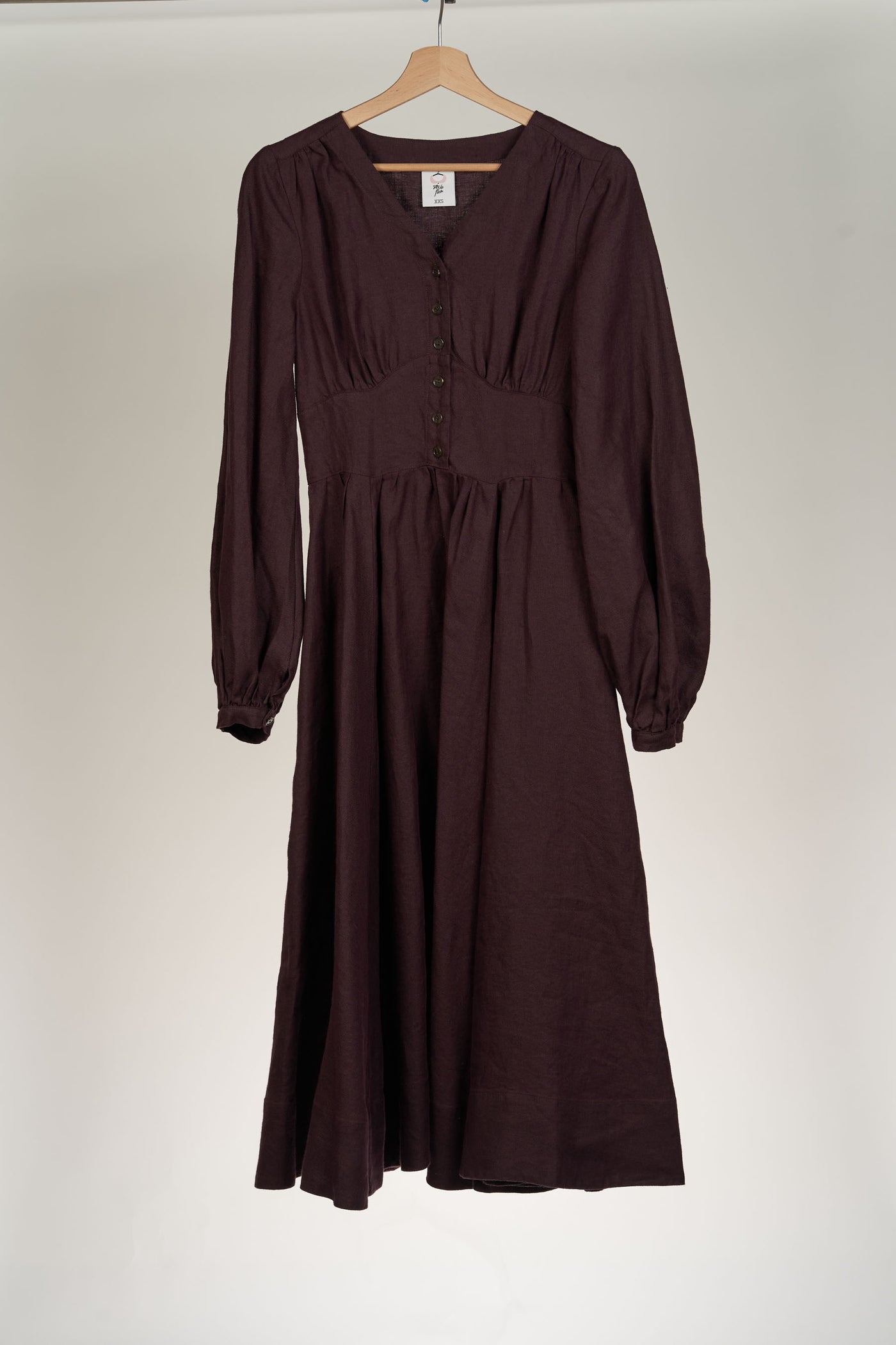 Diane dress, Long Sleeves, Royal Grape, Twill Linen