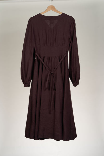 Diane dress, Long Sleeves, Royal Grape, Twill Linen