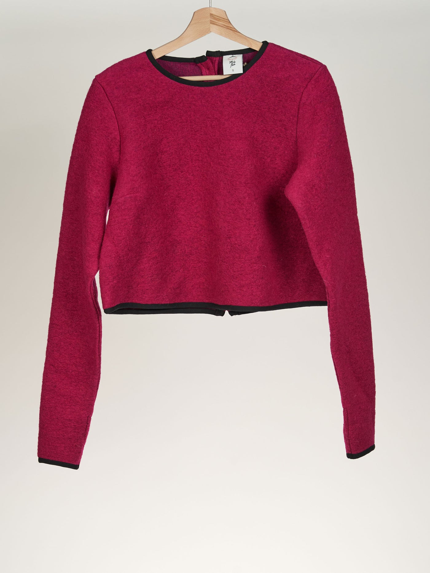 Fuchsia Pink Crop Sweater, Wool