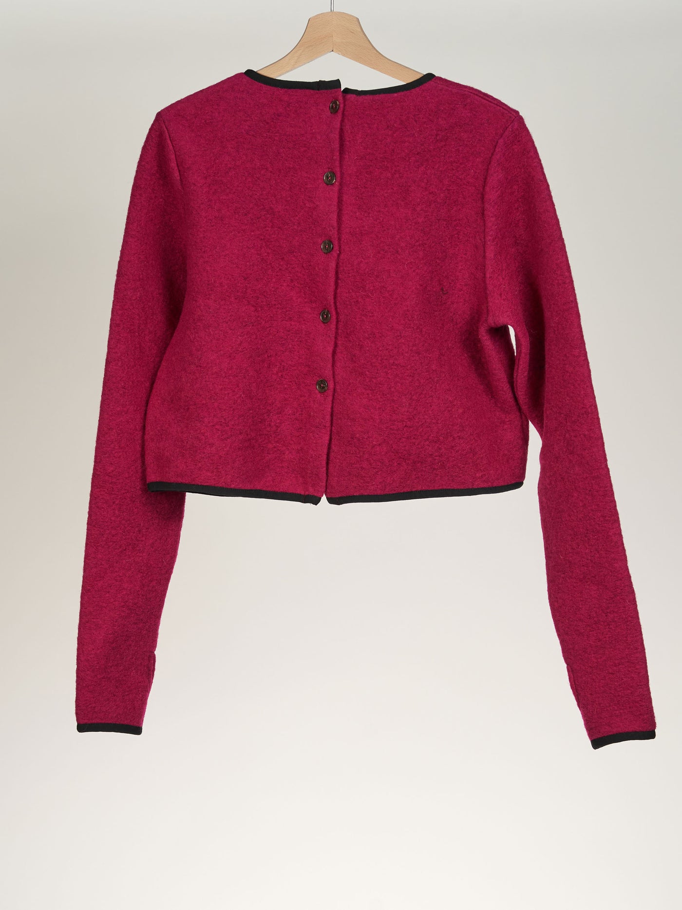 Fuchsia Pink Crop Sweater, Wool