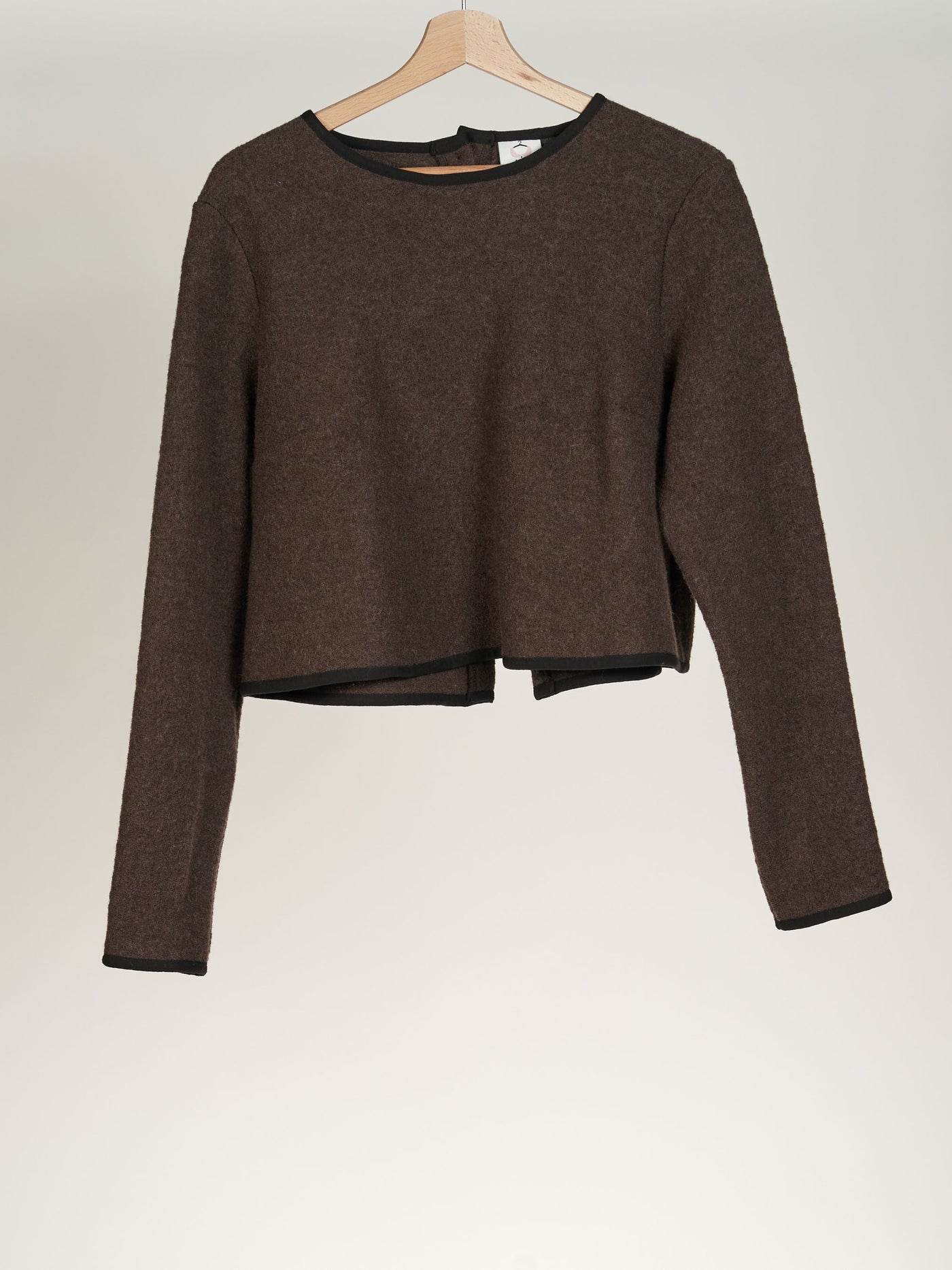 Espresso Brown Crop Sweater, Wool