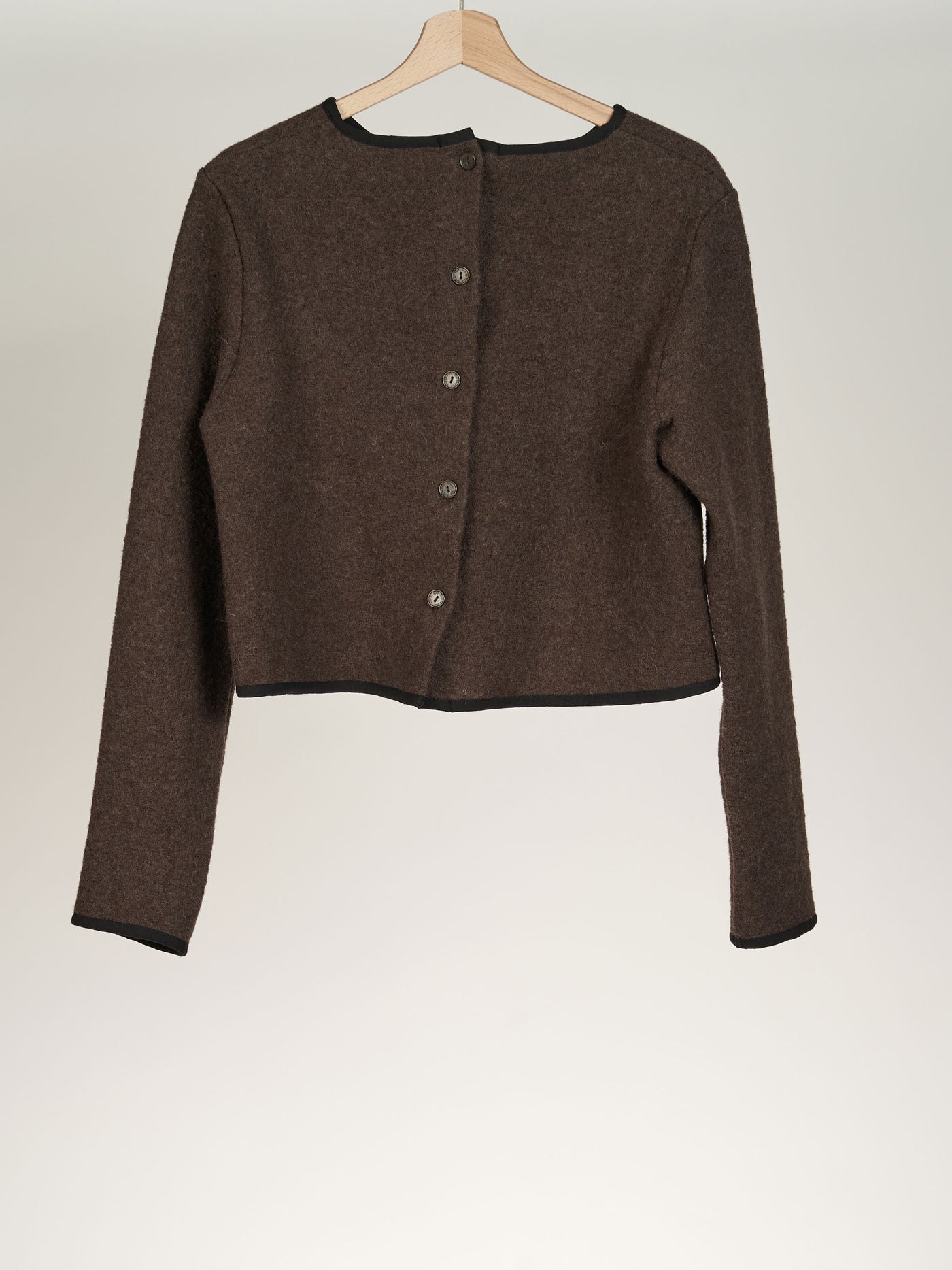 Espresso Brown Crop Sweater, Wool