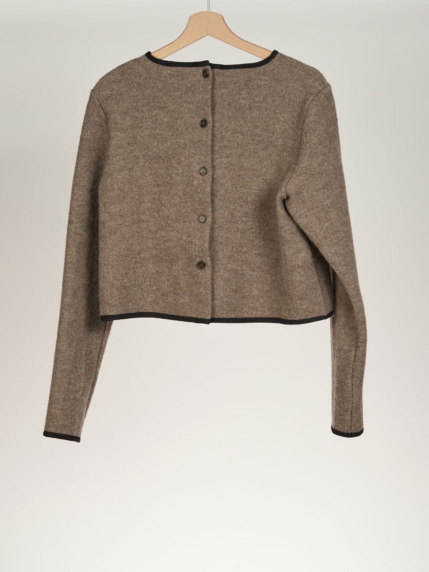 Beige Brown Crop Sweater, Wool