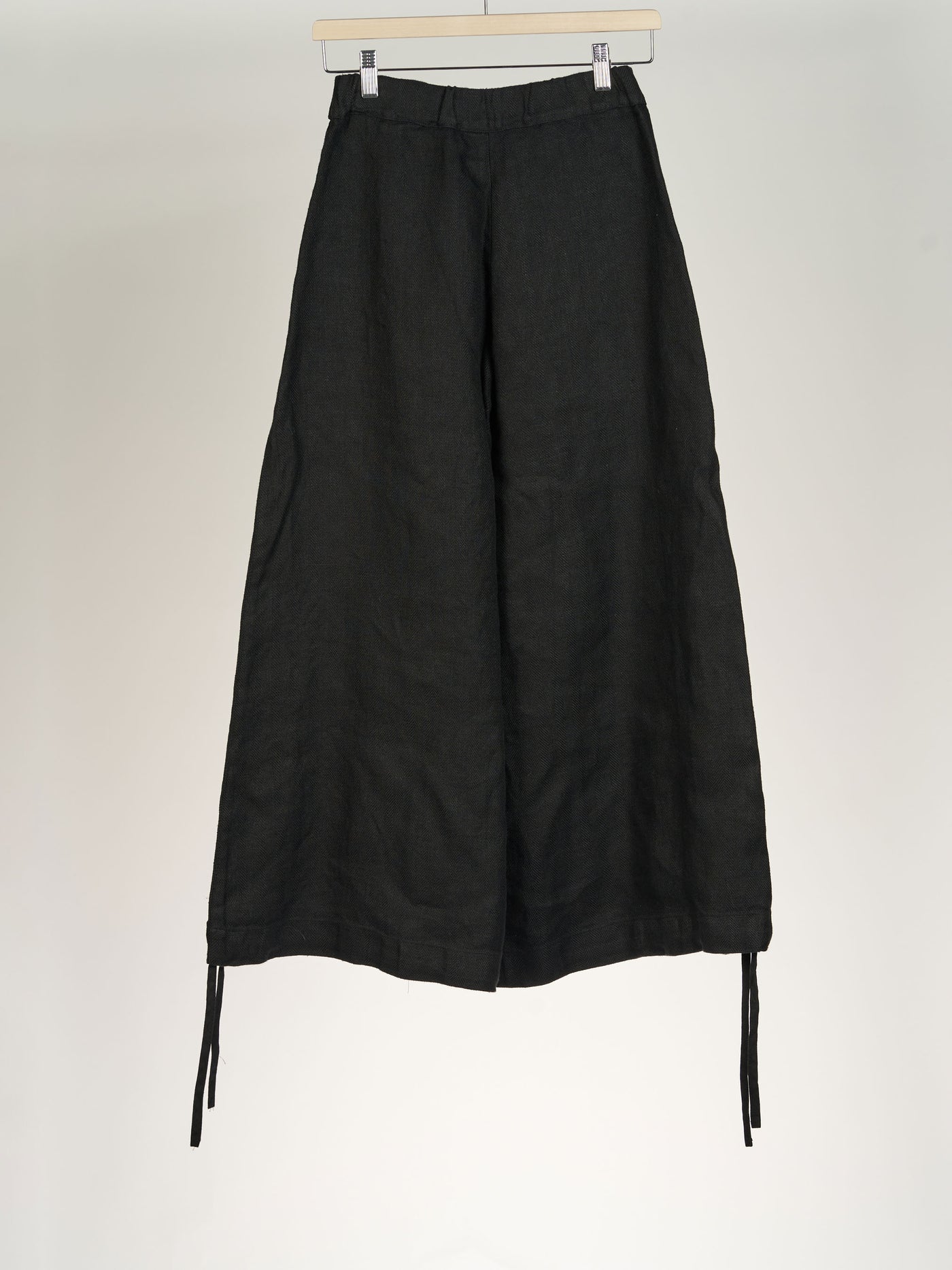 Black Herringbone Charlotte Trousers, Twill Linen