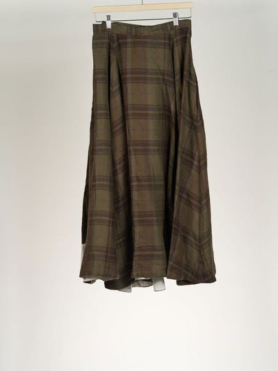 Oak Tartan Wrap Skirt, Twill Linen