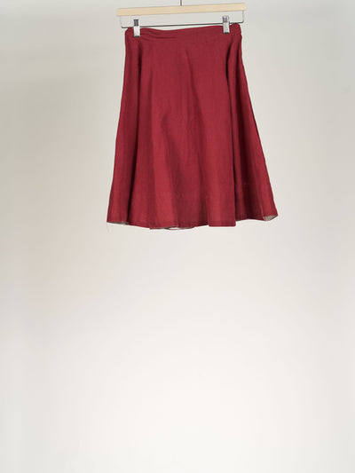 Marsala Red Mini Wrap Skirt