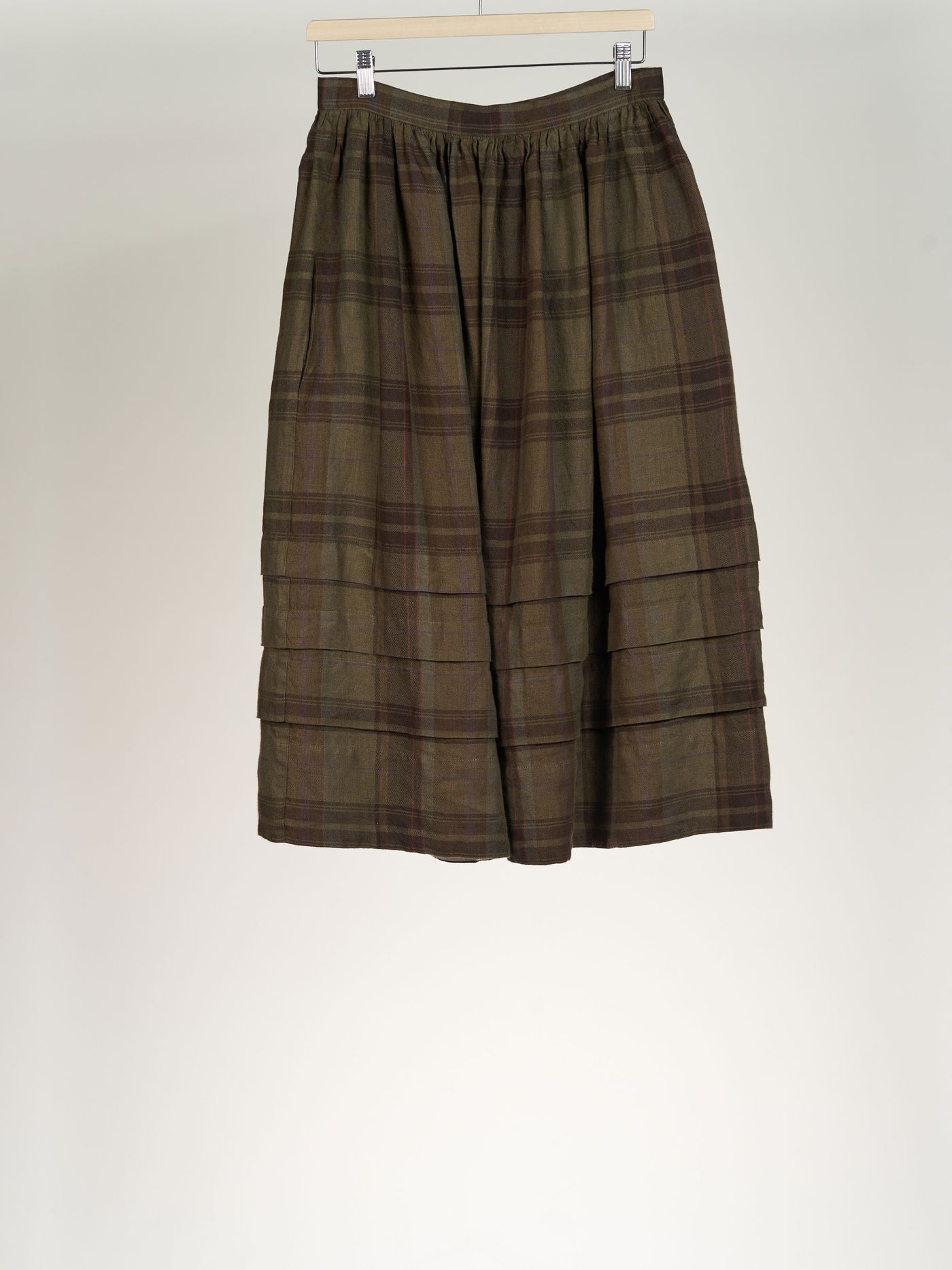 Oak Tartan Eyre Skirt, Twill Linen