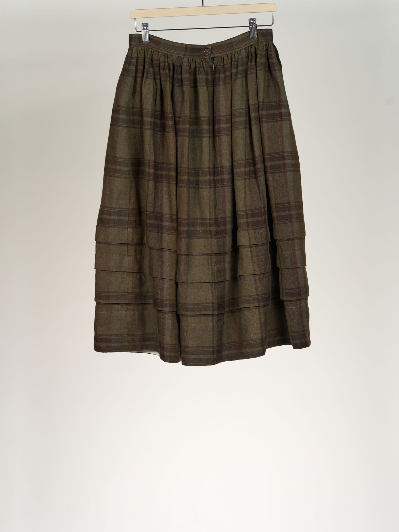 Oak Tartan Eyre Skirt, Twill Linen