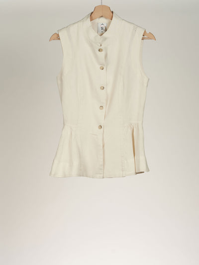 Sleeveless Peplum Vest, Milky White