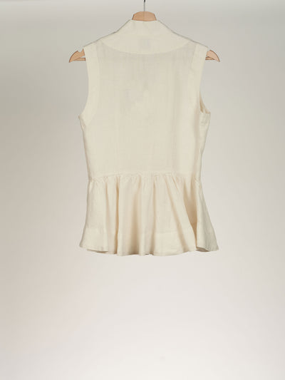 Sleeveless Peplum Vest, Milky White