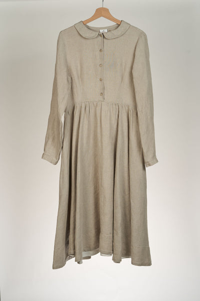 Classic Dress, Long Sleeves, Natural Linen