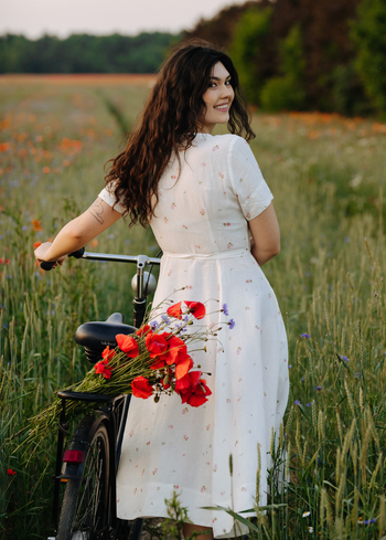 Wrap Dress, Short Sleeve, Apple Blossom