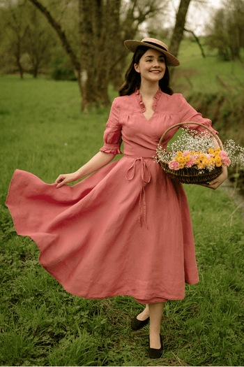 Darcy Dress, Short Sleeve, Vintage Pink