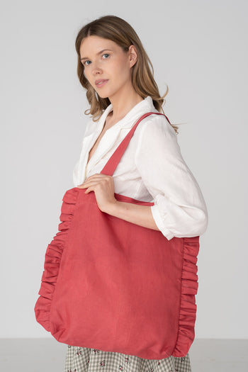 Ruffle Tote Bag, Wild Rose #color_wild-rose