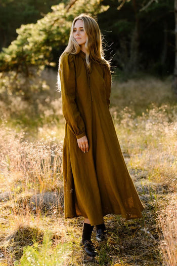 Dawn Dress, Long Sleeve, Olive Green #color_olive-green