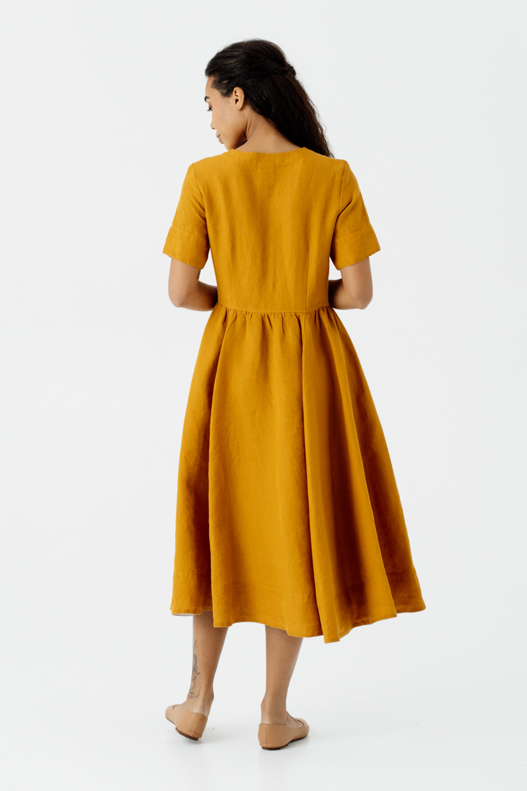Agness Dress, Short Sleeve, Marigold