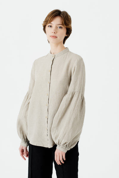 Amber Shirt, Long Sleeve, Natural Linen