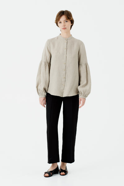 Amber Shirt, Long Sleeve, Natural Linen