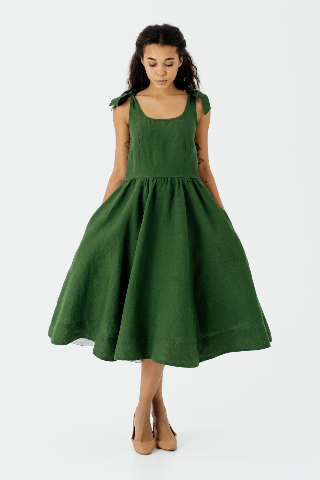 Amelia Dress, Sleeveless, Emerald Green