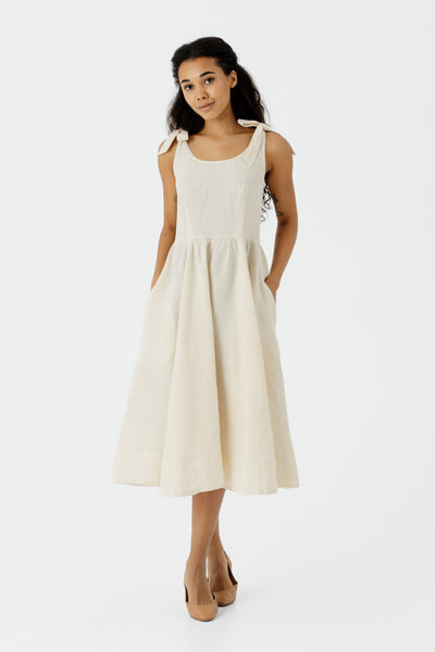 Amelia Dress, Sleeveless, Hemp, Milky White | Son de Flor