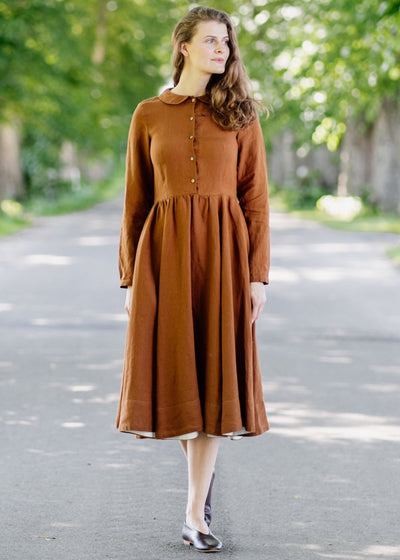 Classic Dress, Long Sleeve, Warm Brown