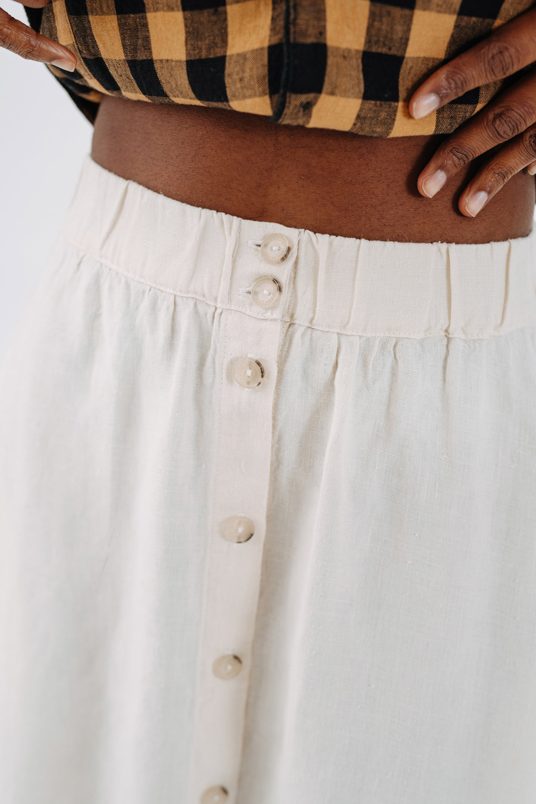 Button Down Skirt, Hemp, Milky White
