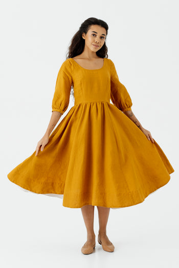 Carmen Dress, 3/4 Sleeve, Marigold