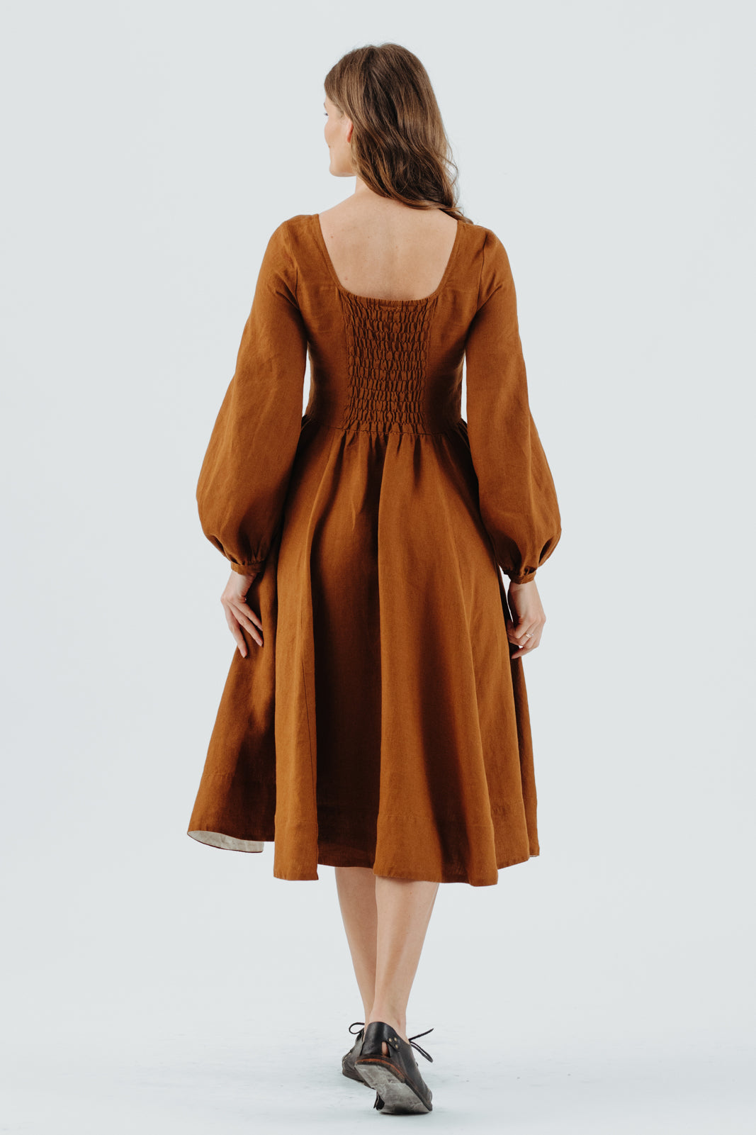 Carmen Dress, Long Sleeve, Warm Brown