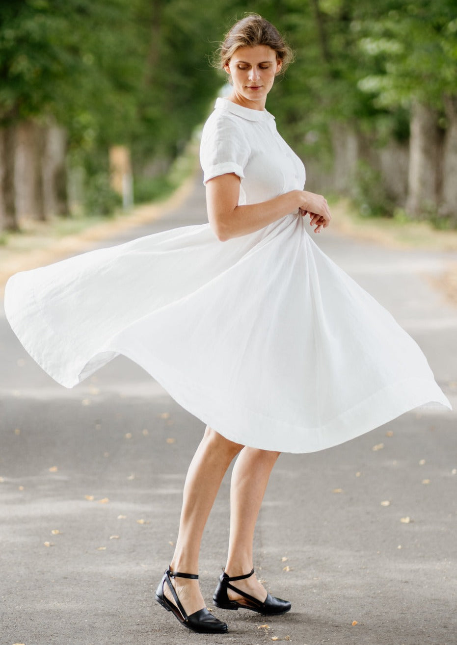 Classic Dress, Short Sleeve#color_white-magnolia
