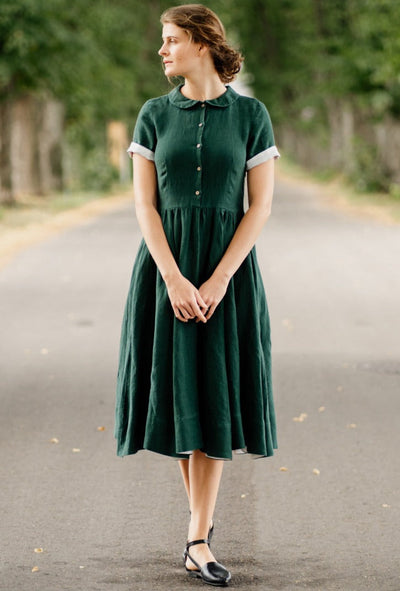Classic Dress, Short Sleeve, Evergreen