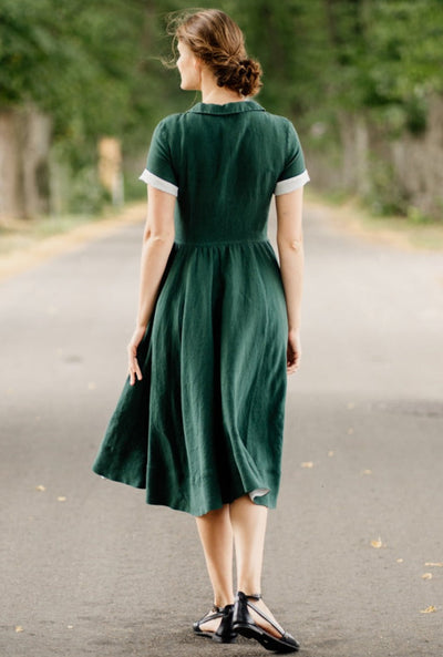 Classic Dress, Short Sleeve#color_evergreen