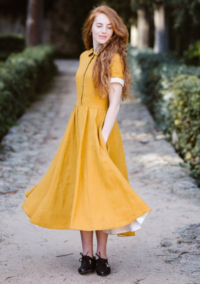 Classic Dress, Short Sleeve, Marigold