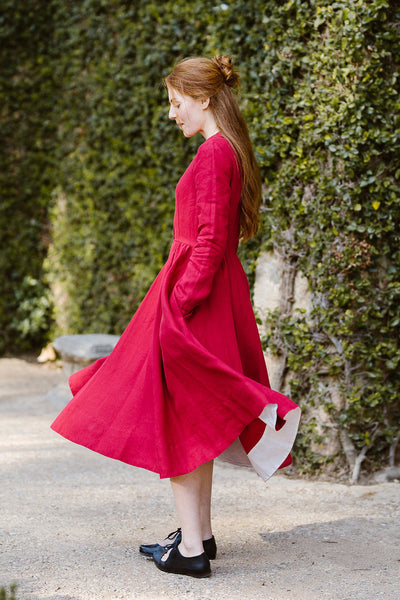 Classic Dress, Evergreen, Long Sleeve#color_red-poppy