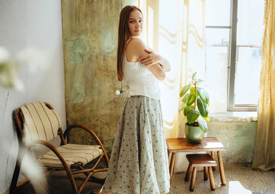 Classic Skirt Green Gingham Son de Flor